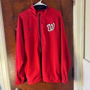 Nike Men's Lg “Go Nationals” Vrsity Red Full Zip Jacket Powered by Dri-Fit! EUC.